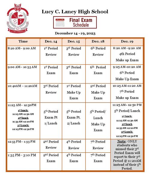 Exam Schedule